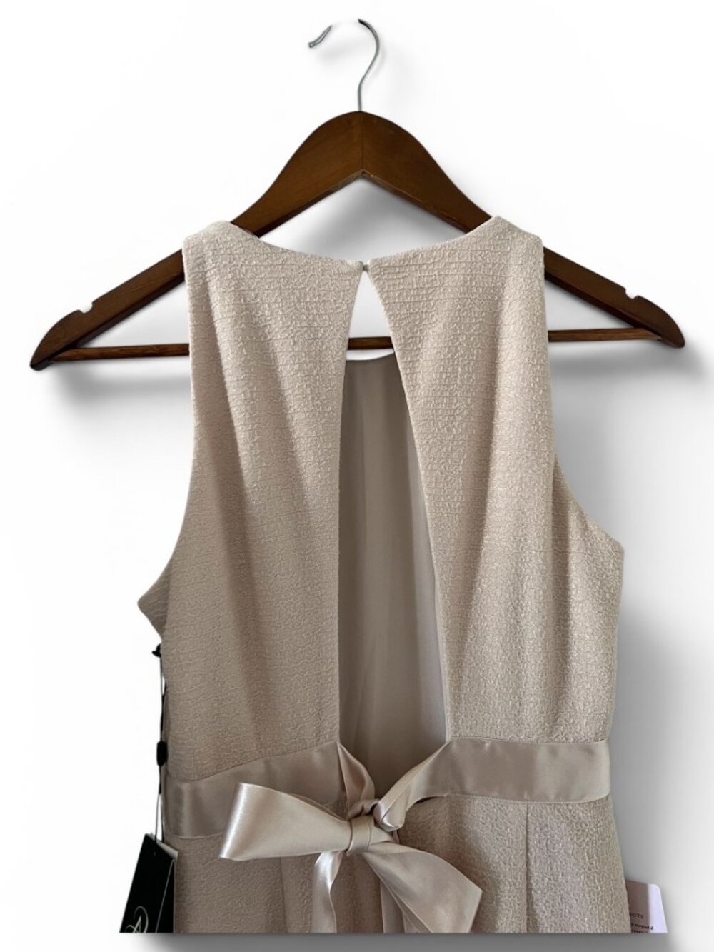 Adrianna Papell NEW Metallic Knit Maxi Dress/Gown In Champagne Size 4 - Picture 8 of 16